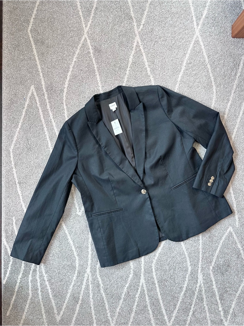 J. Crew Black Linen Cotton Blend Blazer